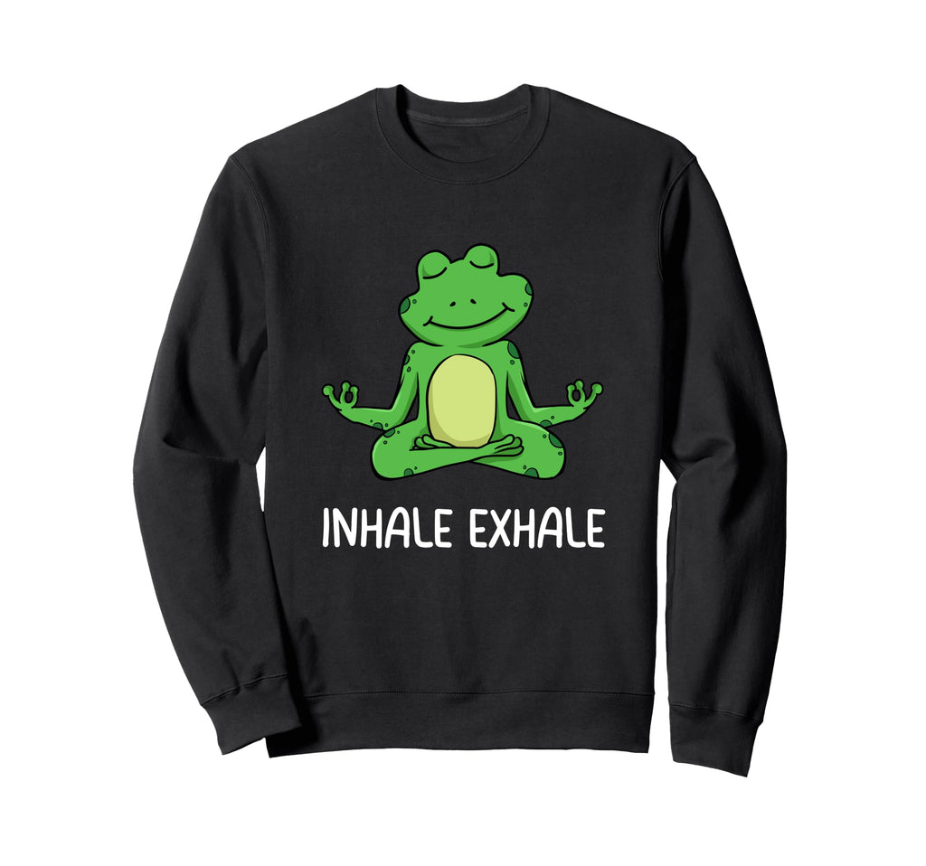 Inhale Exhale Meditation Yoga Frog Sweatshirt - Custom Art Print for Adults - T-Shirt, Sweatshirt, Hoodie