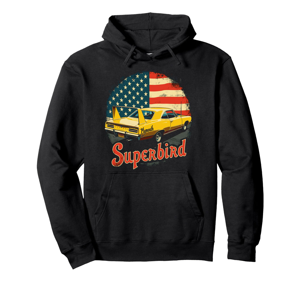 1970 Plymouth Superbird Car American Flag Hoodie - Trendy Graphic Men Women - T-Shirt, Sweatshirt, Hoodie