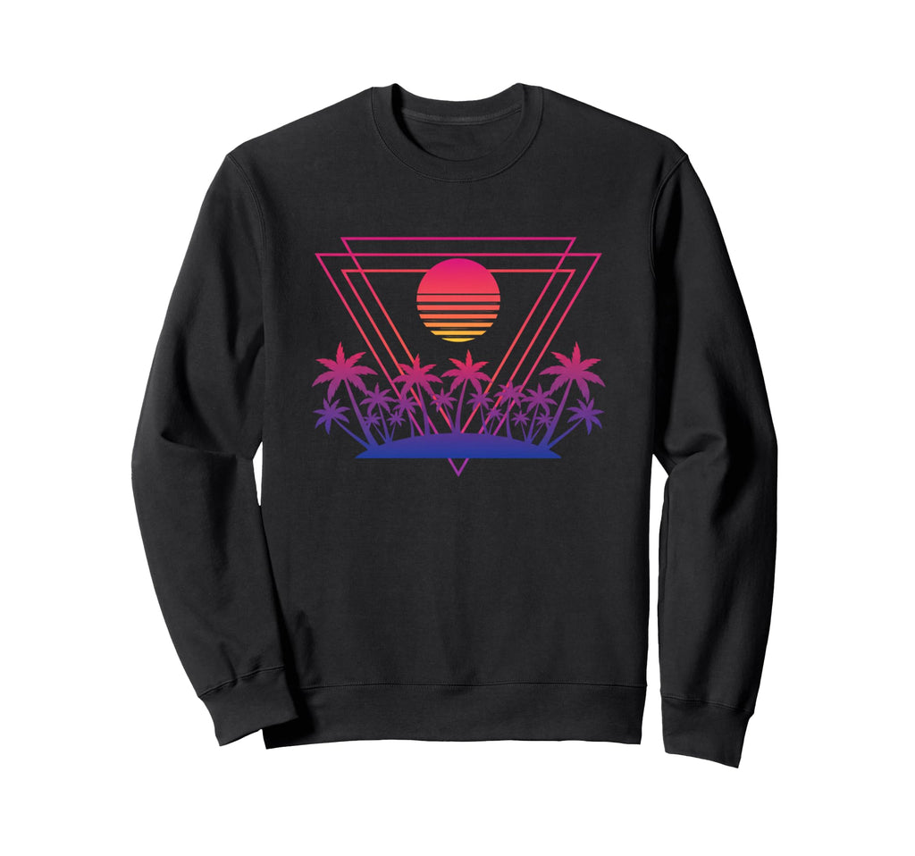 Palm Sunset Nostalgia 80S Sweatshirt - Minimalist Print Men Women - T-Shirt, Sweatshirt, Hoodie