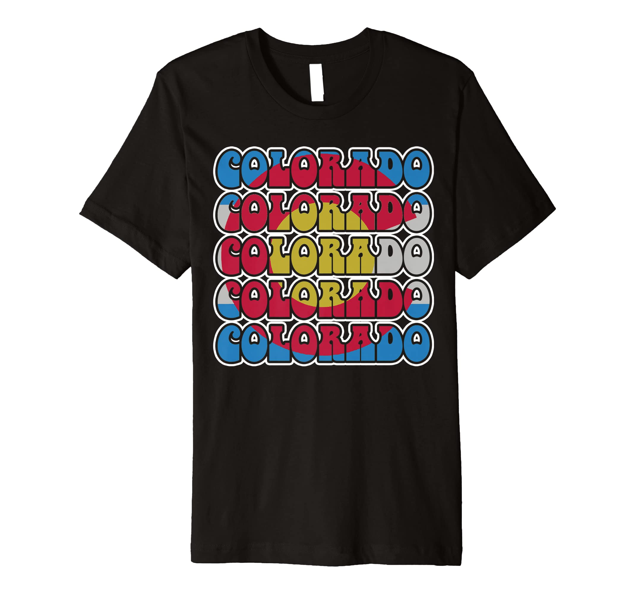 Colorado Flag Typography 70S State Pride T-Shirt - Novelty Apparel Unisex - T-Shirt, Sweatshirt, Hoodie