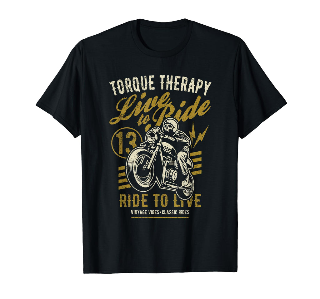 Torque Therapy Motorcycle Rider Skull T-Shirt - Novelty Apparel Unisex - T-Shirt, Sweatshirt, Hoodie
