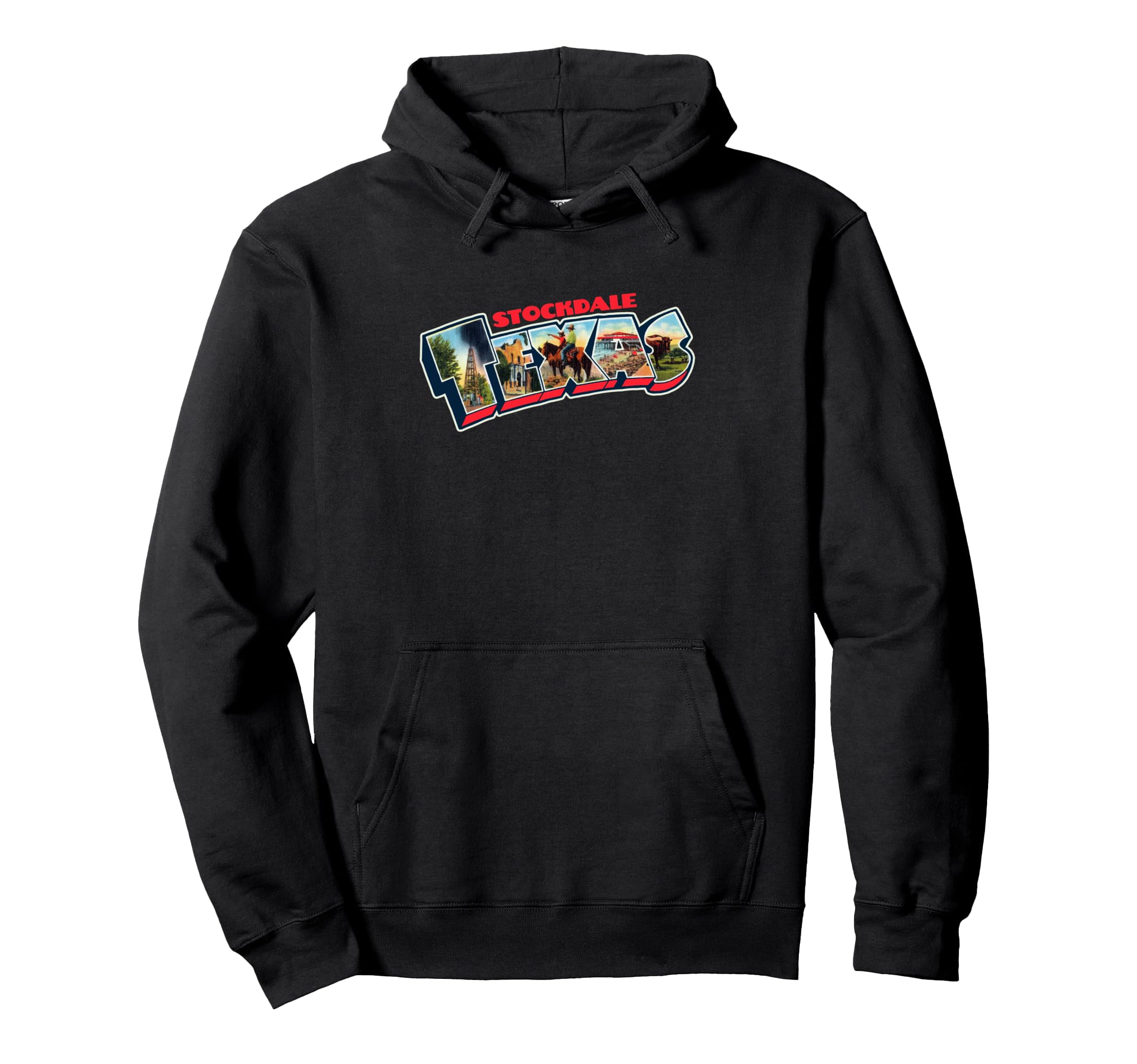 Stockdale Texas Postcard Tpa Travel Logo Hoodie - Unique Graphic for Adults - T-Shirt, Sweatshirt, Hoodie
