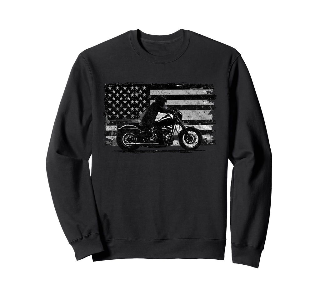 Us Flag Biker Riding Lover Motorcycle Sweatshirt - Novelty Apparel Unisex - T-Shirt, Sweatshirt, Hoodie