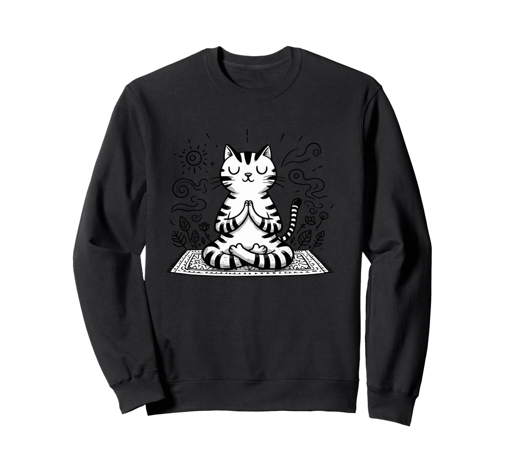Meditation Cat Yoga Pose Relaxing Sweatshirt - Streetwear Style Unisex - T-Shirt, Sweatshirt, Hoodie