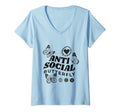 Womens Anti Social Butterfly Funny V T-Shirt - Minimalist Print Men Women - T-Shirt, Sweatshirt, Hoodie