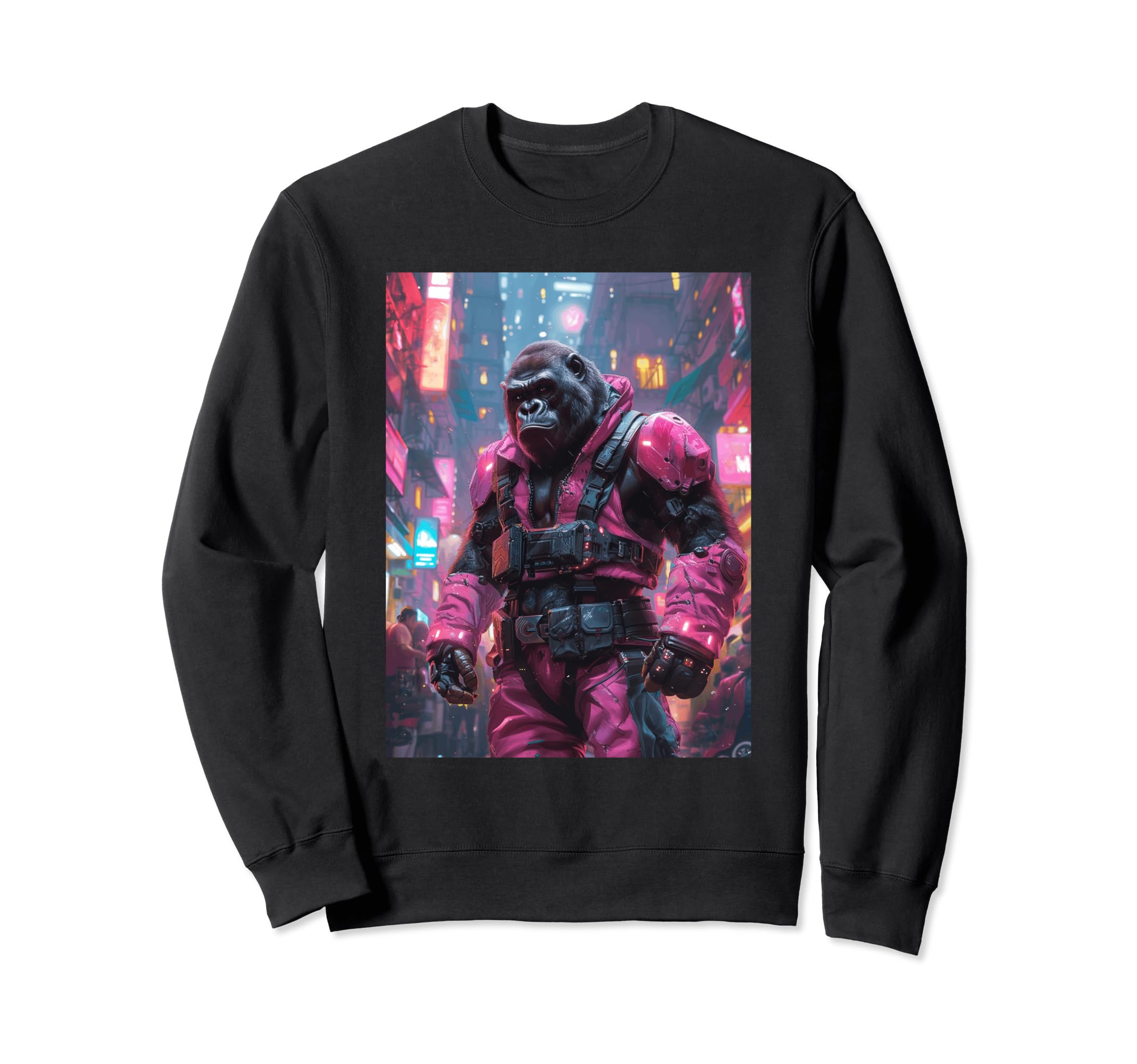 Synthwave Retrowave Gorilla 70S Sweatshirt - Minimalist Print for Adults - T-Shirt, Sweatshirt, Hoodie