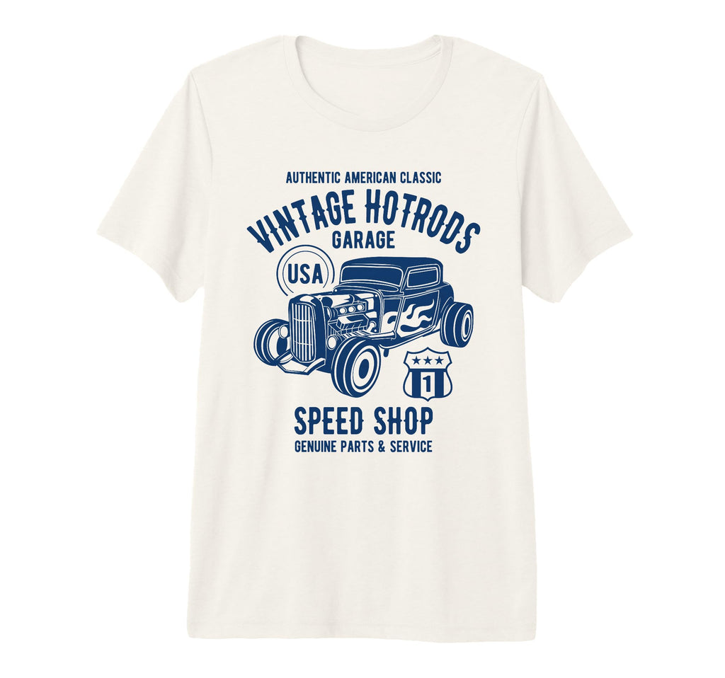 Speed Shop Hotrod Car Tri Blend T-Shirt - Unique Graphic for Adults - T-Shirt, Sweatshirt, Hoodie
