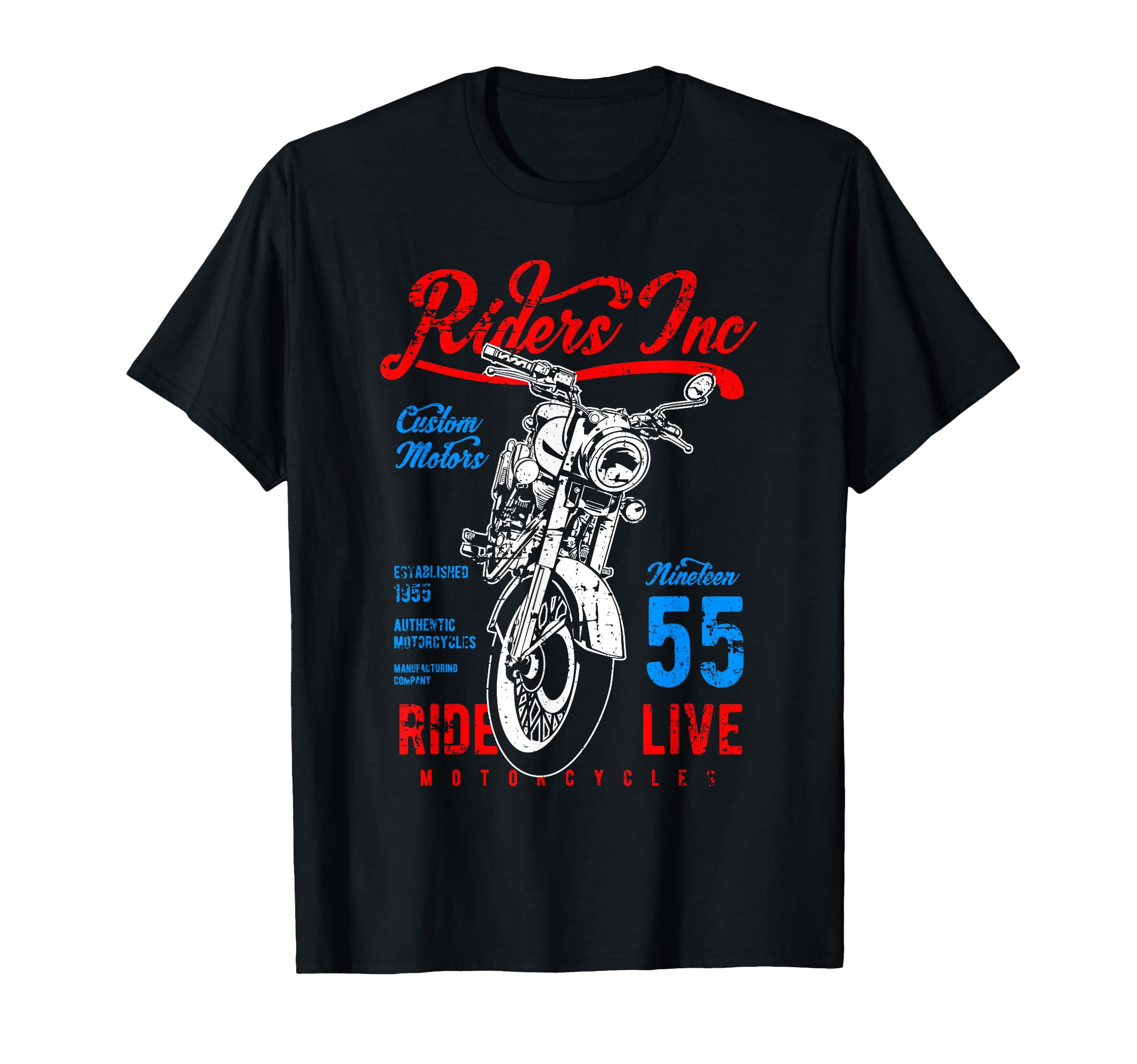 Riders Inc 1955 Motorcycle Distressed T-Shirt - Unique Graphic Men Women - T-Shirt, Sweatshirt, Hoodie