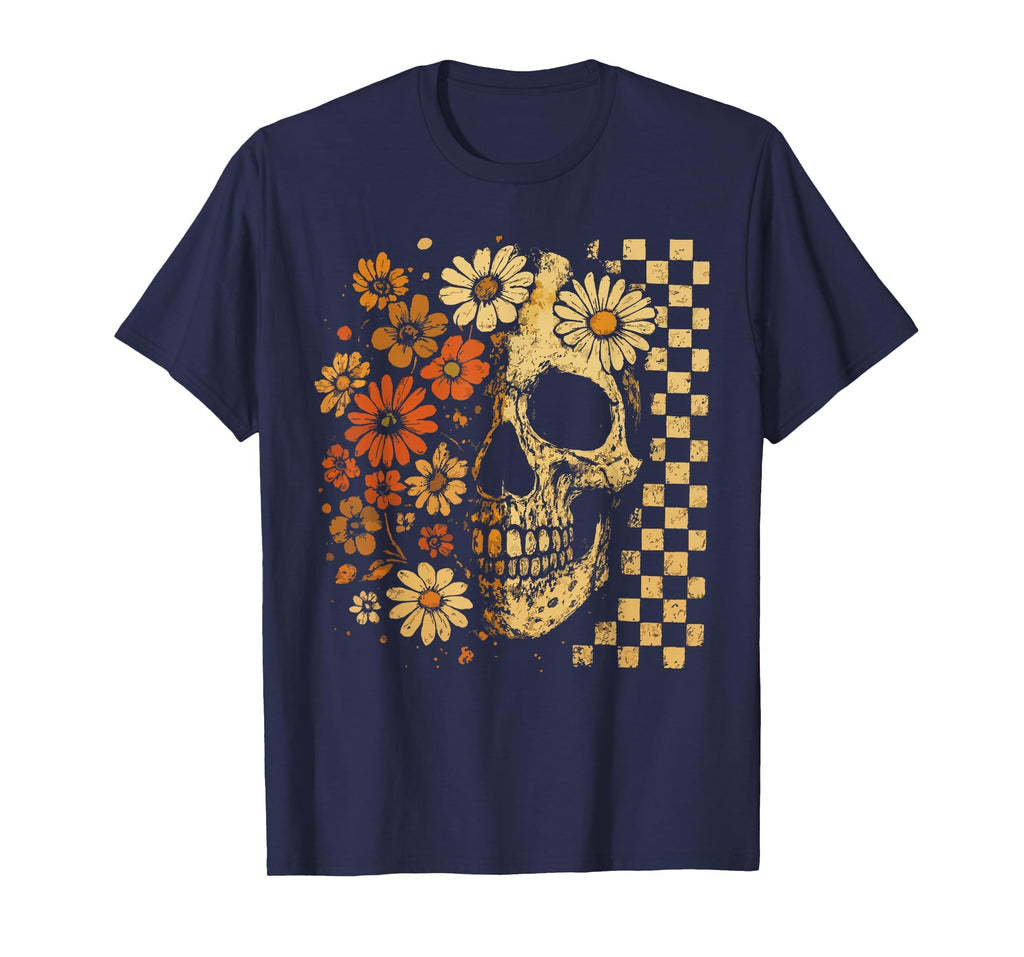 Floral Skull Grunge Aesthetic T-Shirt - Graphic Print Unisex - T-Shirt, Sweatshirt, Hoodie