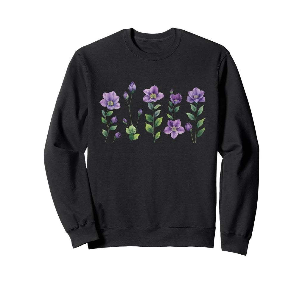 Floral Boho Wildflower Violet Purple Sweatshirt - Graphic Print for Adults - T-Shirt, Sweatshirt, Hoodie