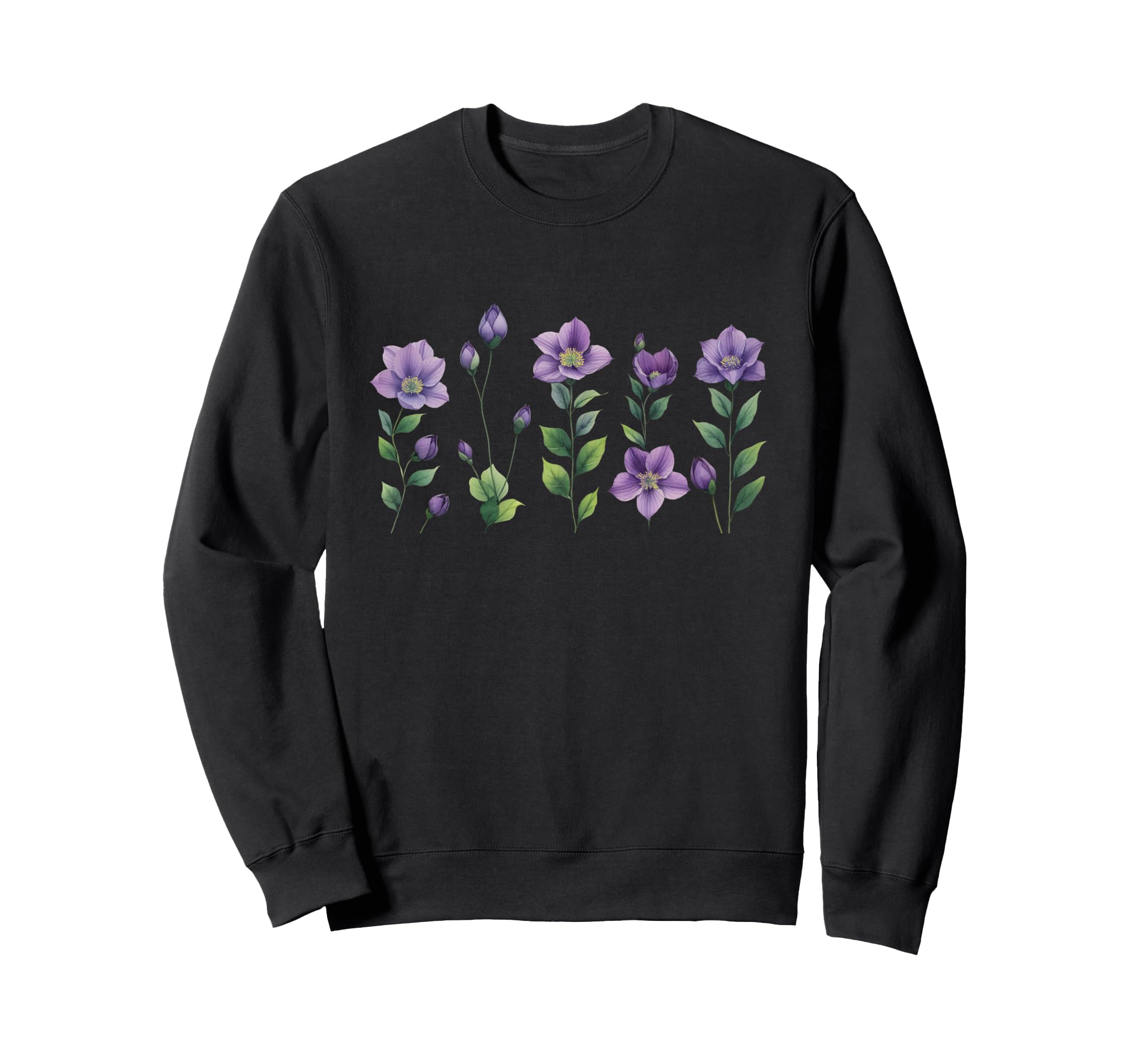 Floral Boho Wildflower Violet Purple Sweatshirt - Graphic Print for Adults - T-Shirt, Sweatshirt, Hoodie
