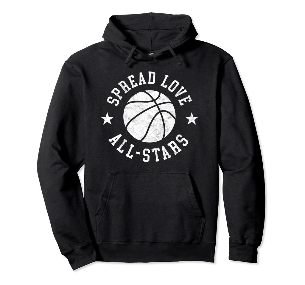 Spread Love All Stars Distressed Basketball Hoodie - Trendy Graphic Unisex - T-Shirt, Sweatshirt, Hoodie