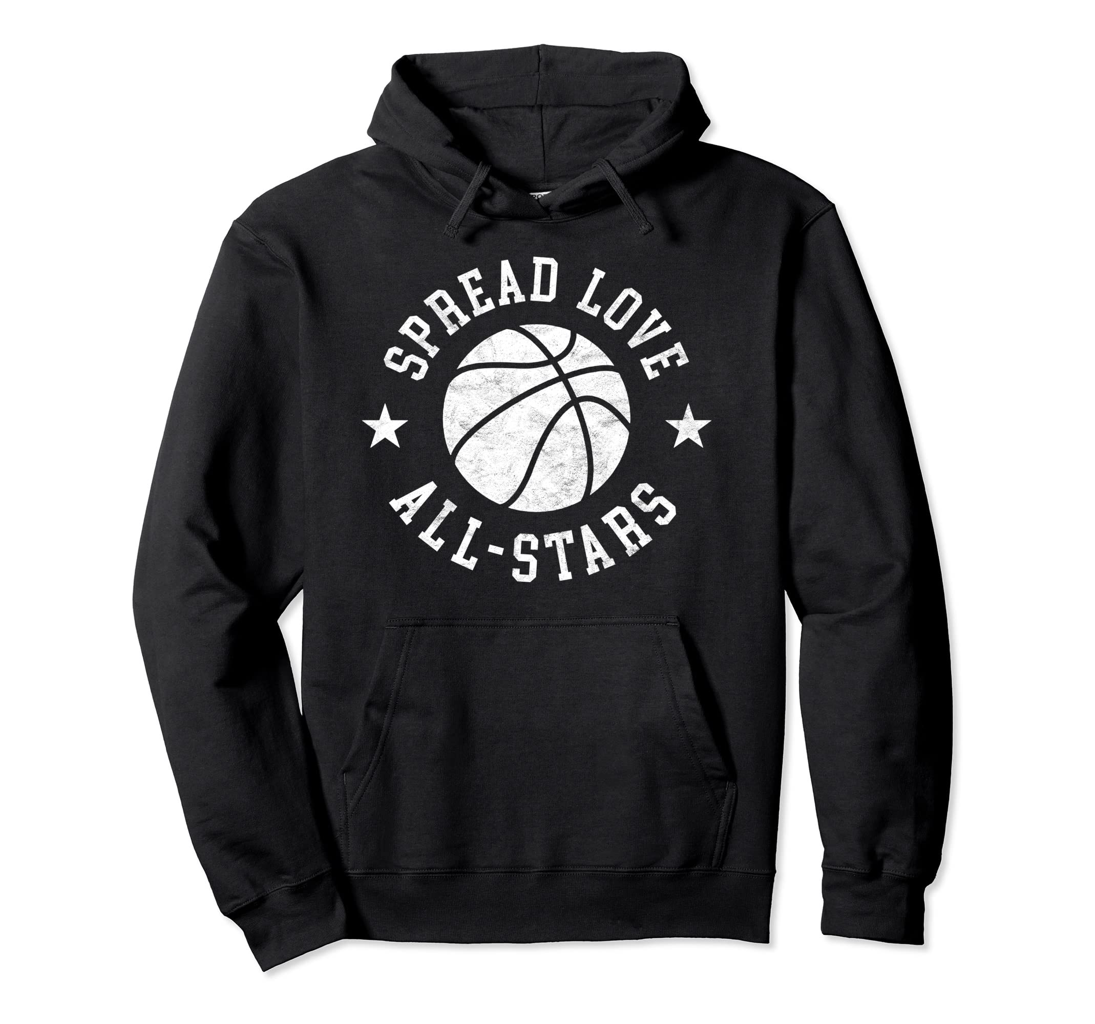 Spread Love All Stars Distressed Basketball Hoodie - Trendy Graphic Unisex - T-Shirt, Sweatshirt, Hoodie