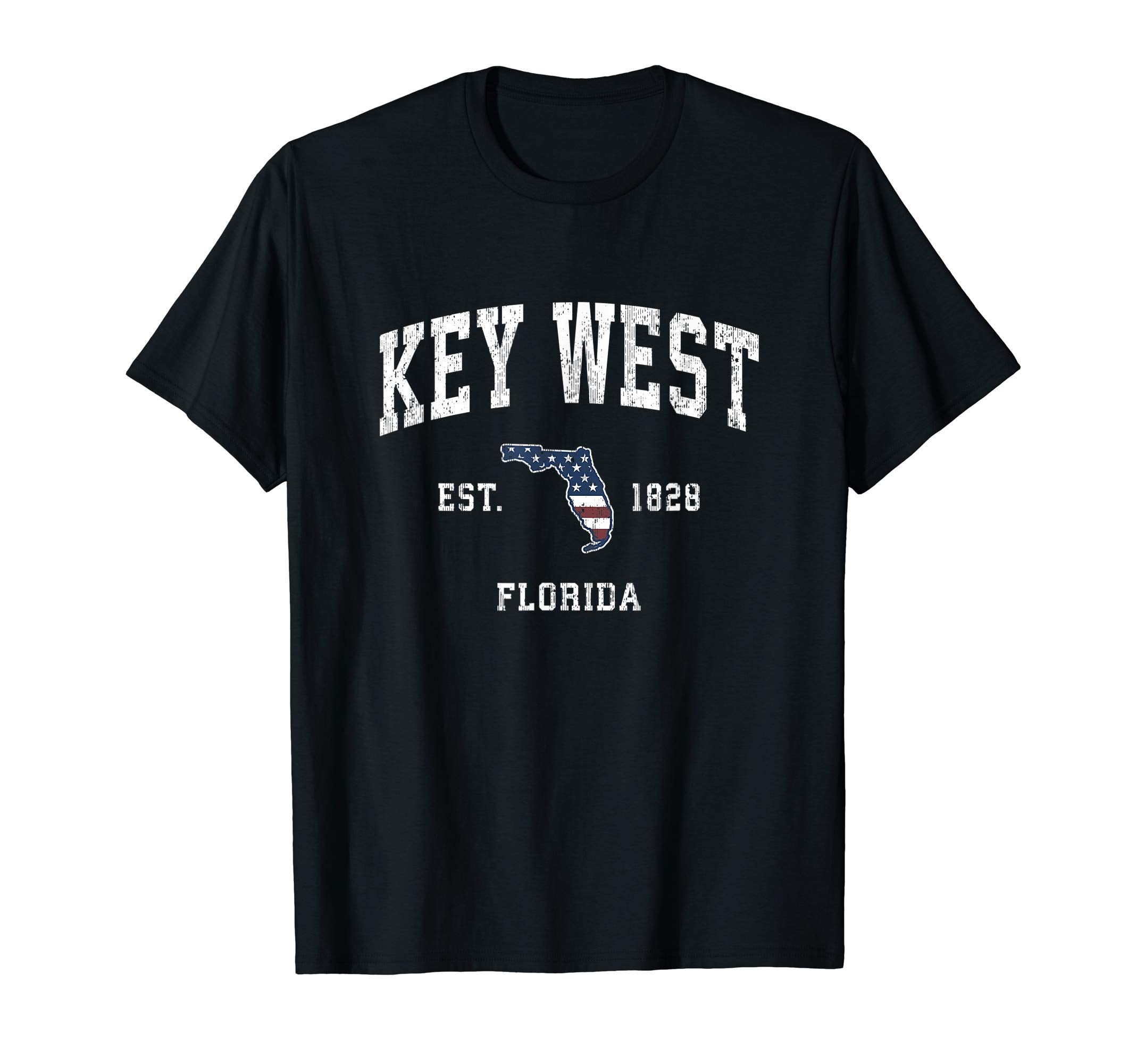 Key West Florida Fl American Flag T-Shirt - Casual Everyday Wear Unisex - T-Shirt, Sweatshirt, Hoodie