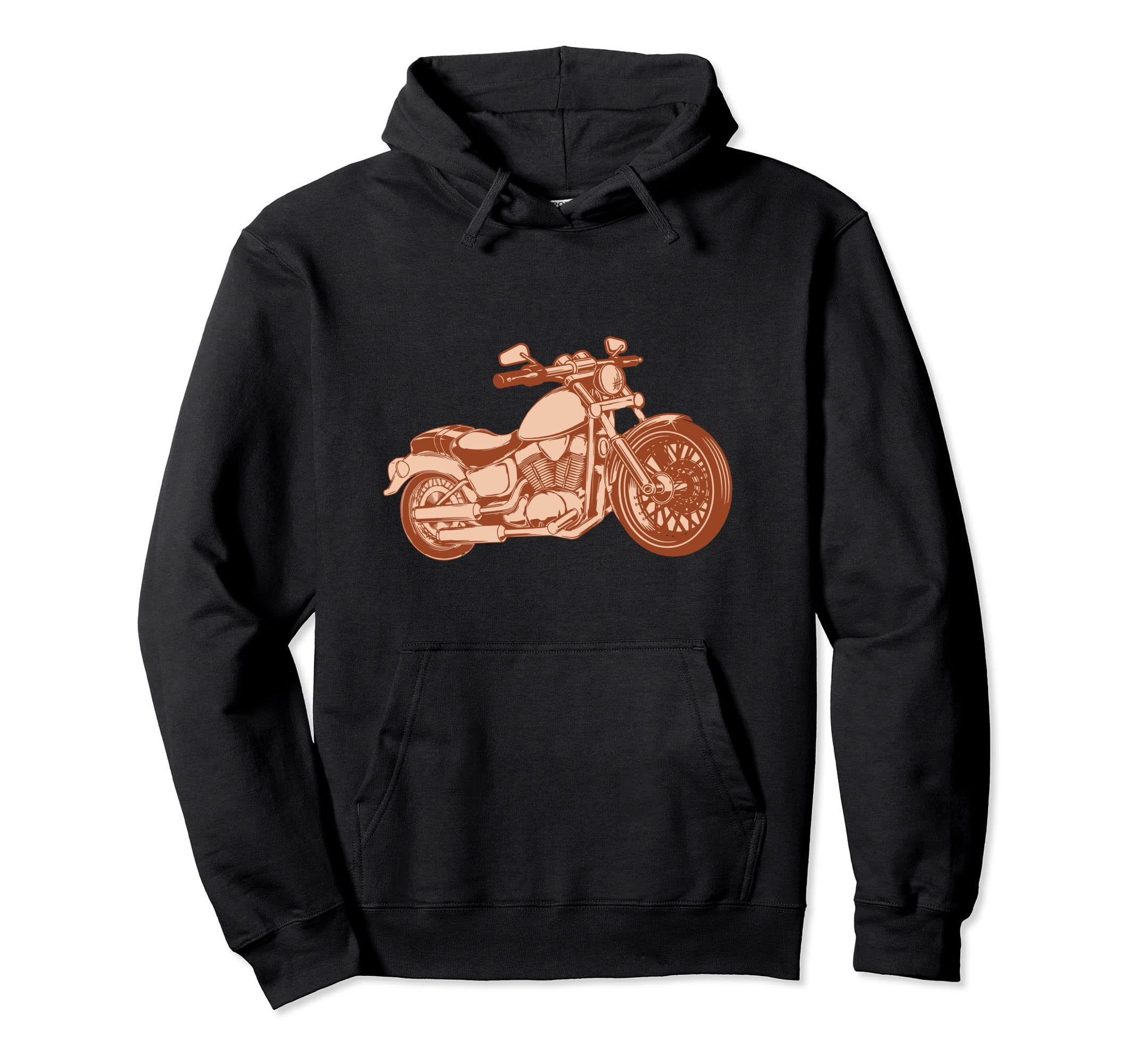 Brown Orange Motorcycle Motorbike Hoodie - Fun Novelty Design Men Women - T-Shirt, Sweatshirt, Hoodie