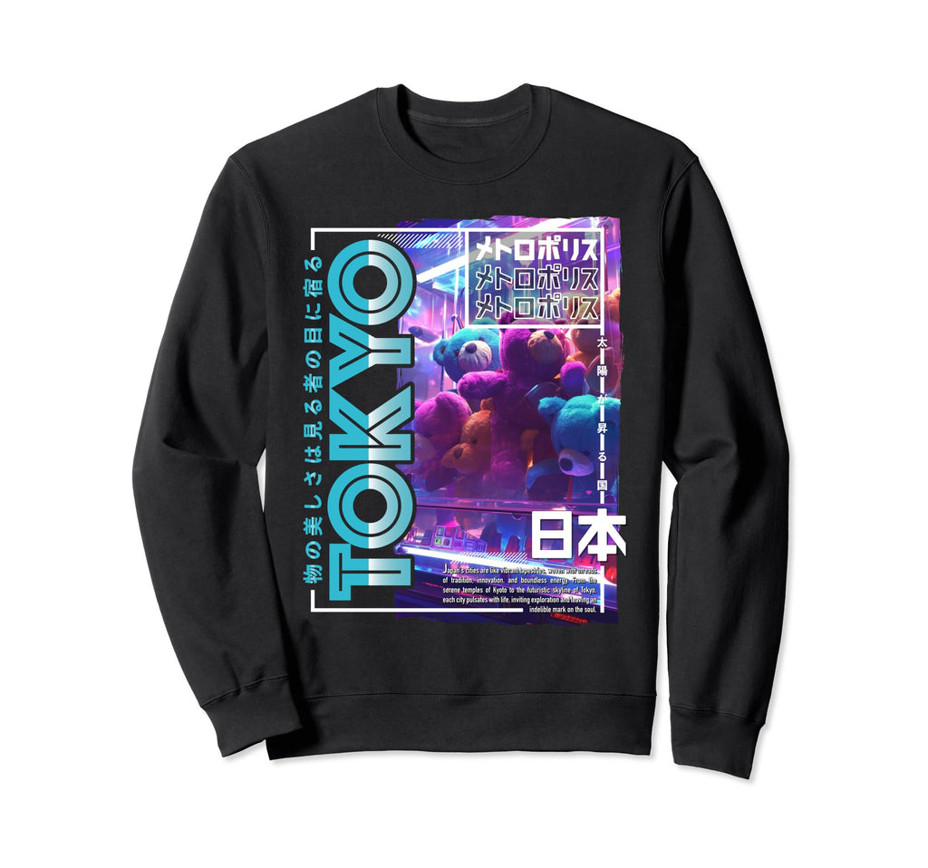 Tokyo City 80S Synthwave Soft Sweatshirt - Fun Novelty Design for Adults - T-Shirt, Sweatshirt, Hoodie