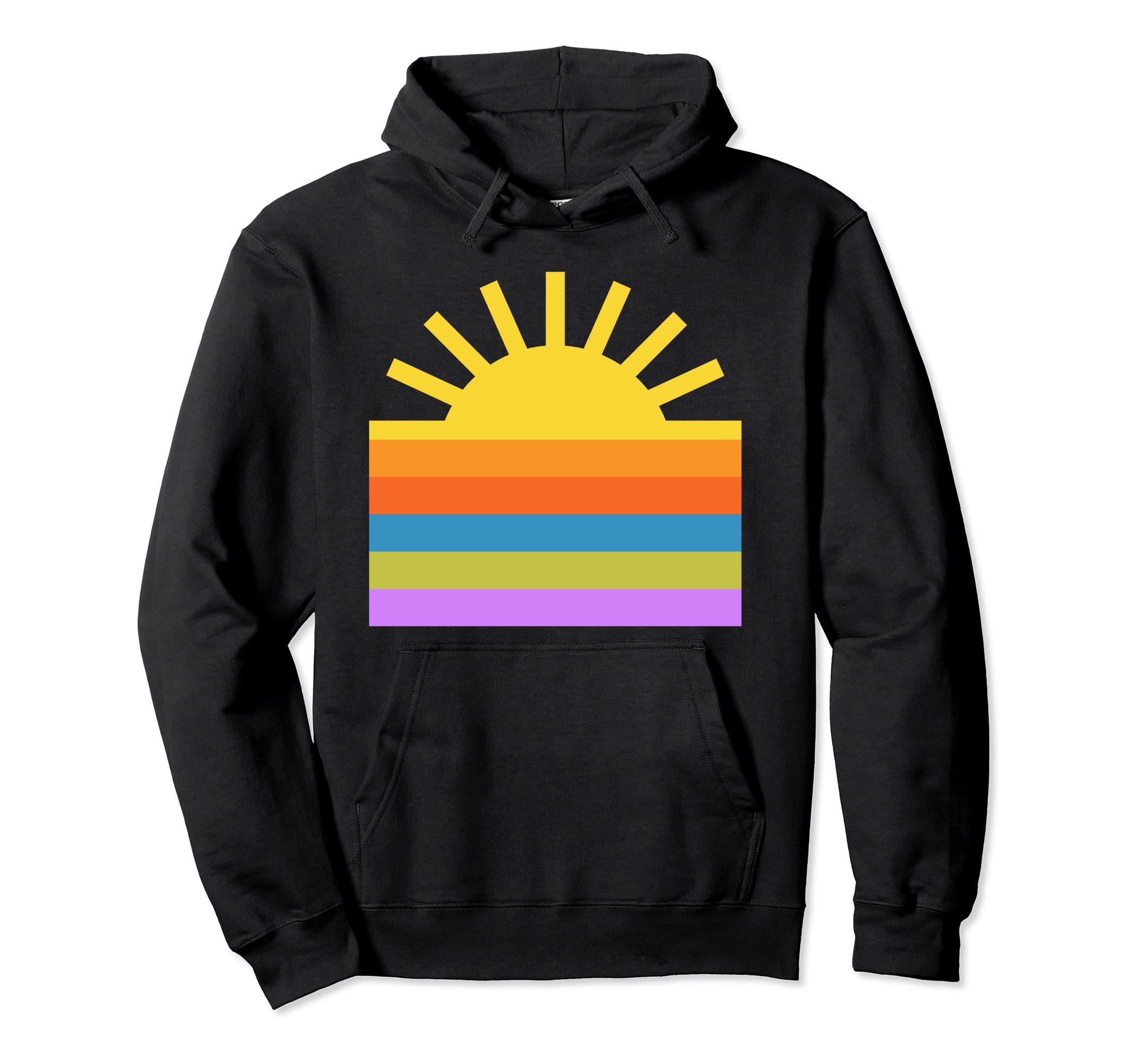 Sunshine Rainbow 1970S Inspired Beach Hoodie - Custom Art Print for Adults - T-Shirt, Sweatshirt, Hoodie