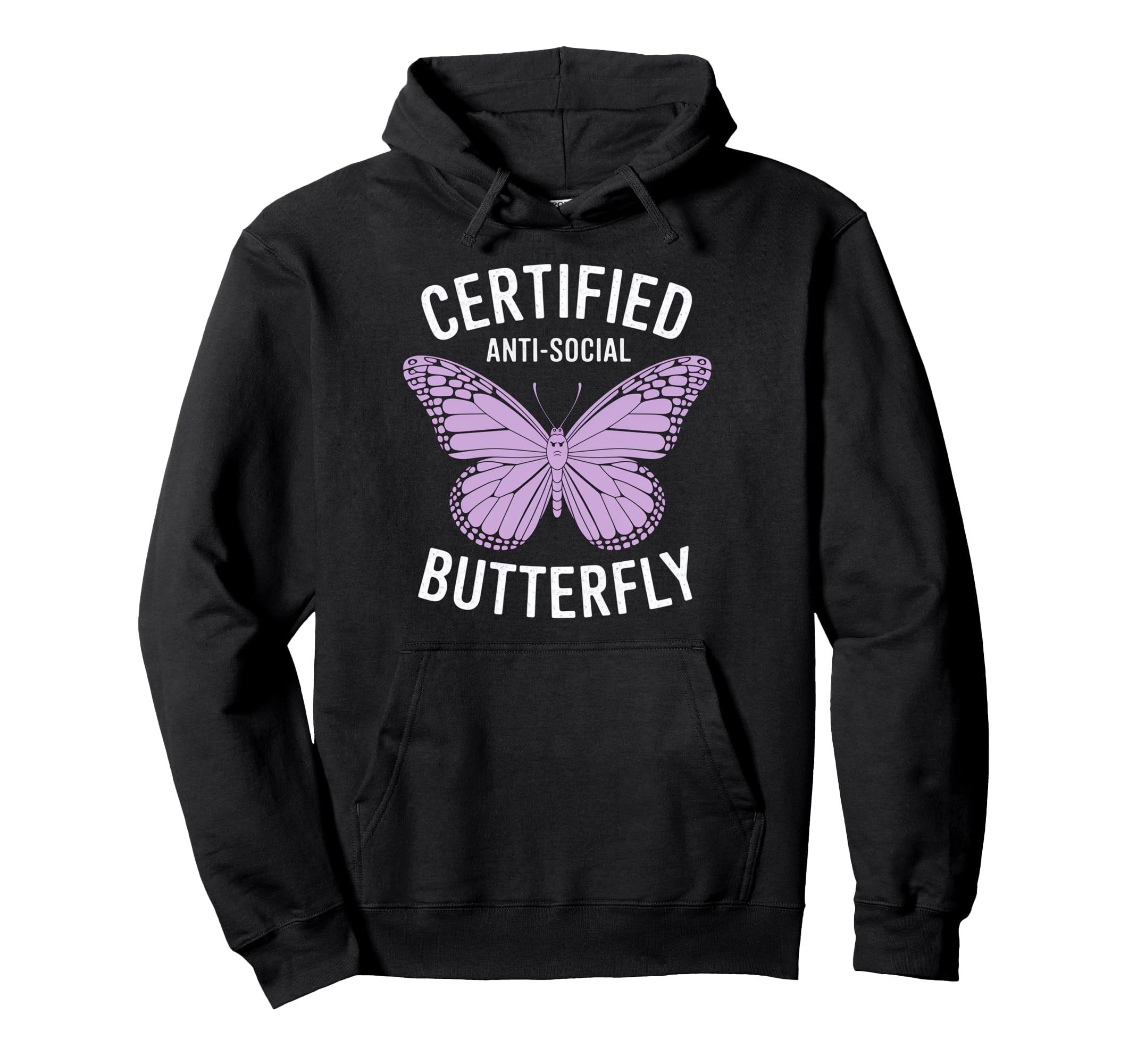 Certified Anti Social Butterfly Art Hoodie - Trendy Graphic for Adults - T-Shirt, Sweatshirt, Hoodie
