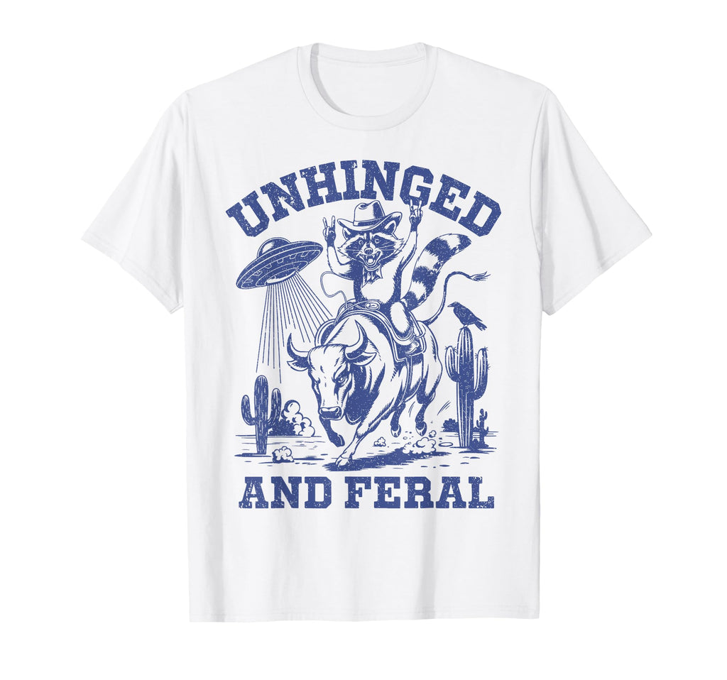 Unhinged And Feral Cowboy Raccoon Ufo T-Shirt - Custom Art Print Unisex - T-Shirt, Sweatshirt, Hoodie