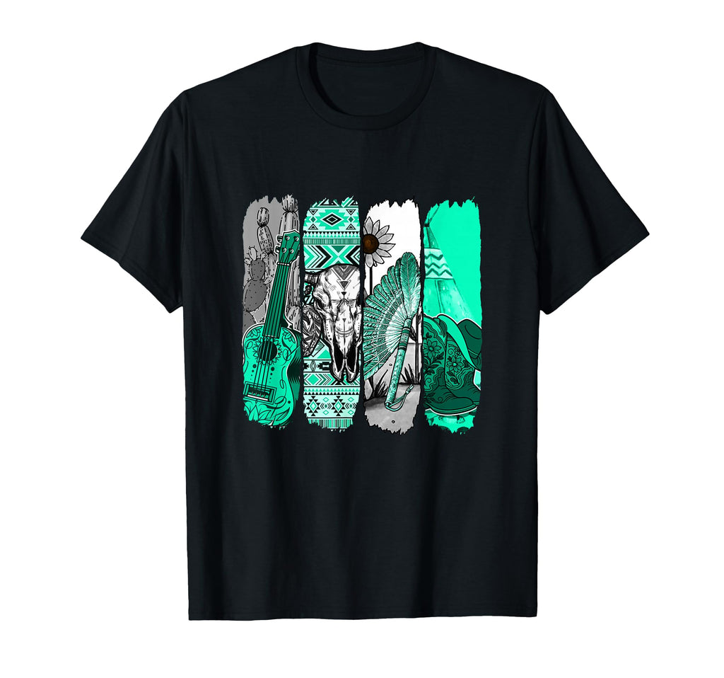 Light Teal Aqua Western Stripes T-Shirt - Fun Novelty Design for Adults - T-Shirt, Sweatshirt, Hoodie