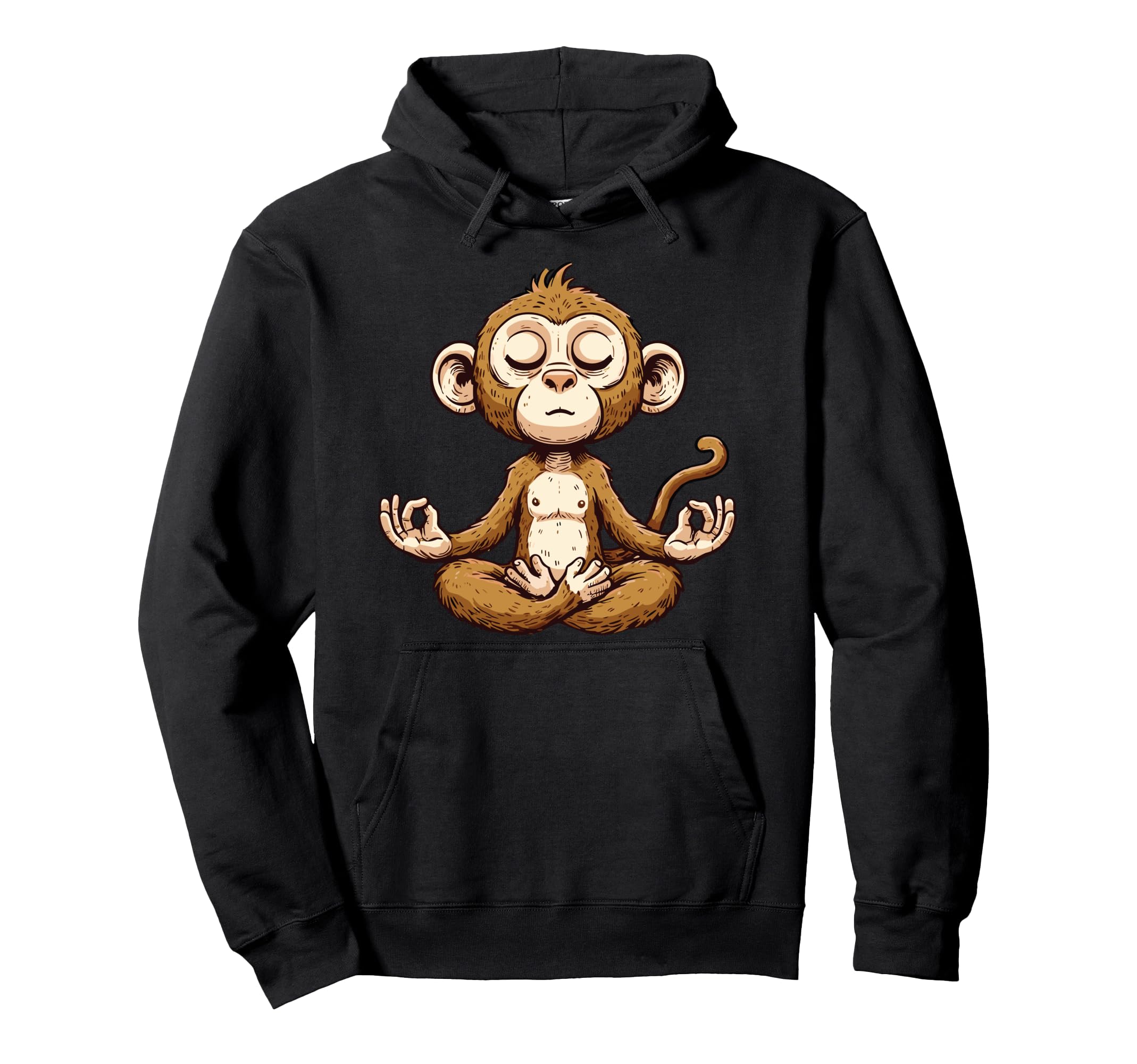 Meditation Monkey Yoga Pose Hoodie - Fun Novelty Design for Adults - T-Shirt, Sweatshirt, Hoodie