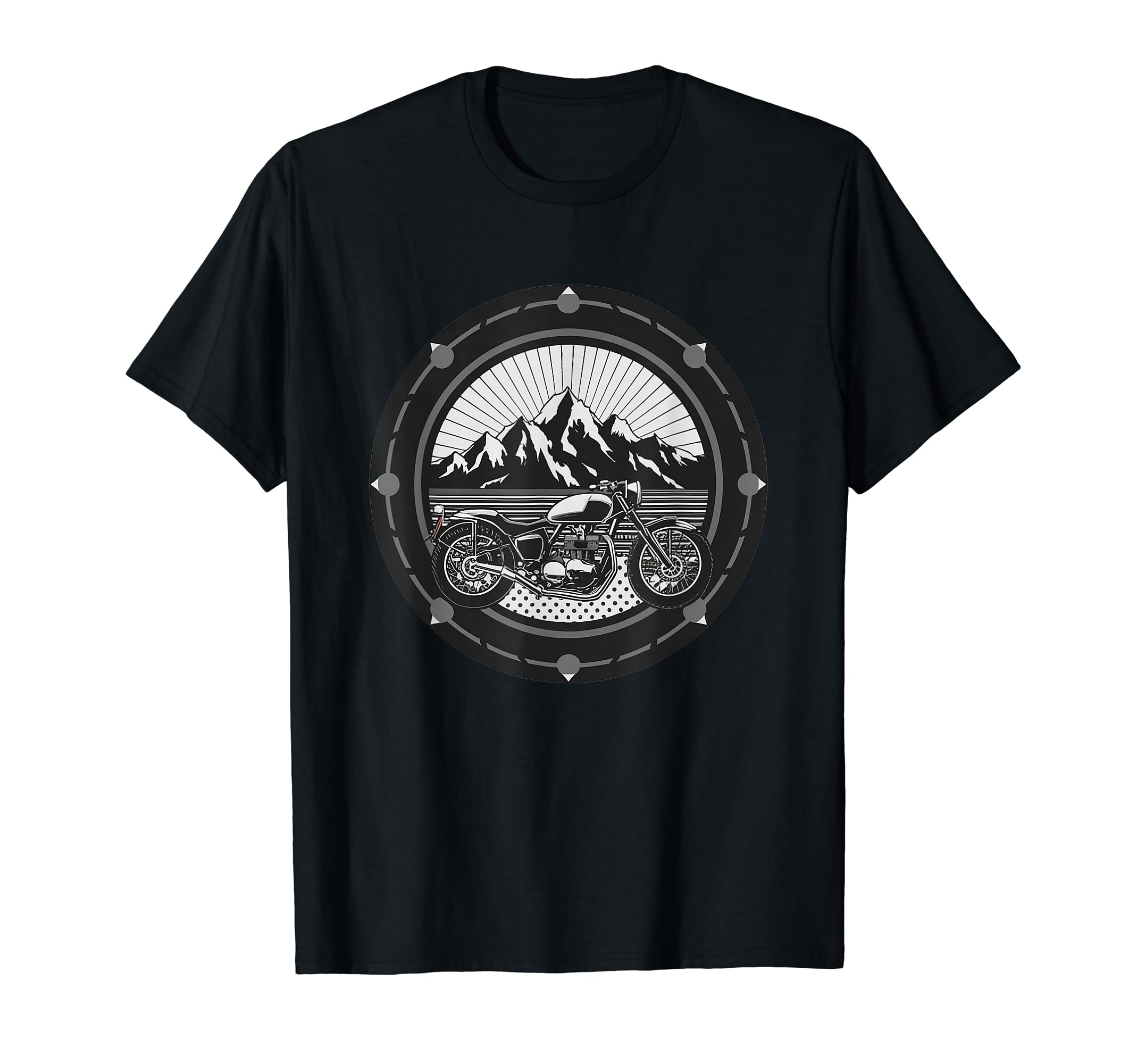 Black White Motorcycle T-Shirt - Novelty Apparel Unisex - T-Shirt, Sweatshirt, Hoodie