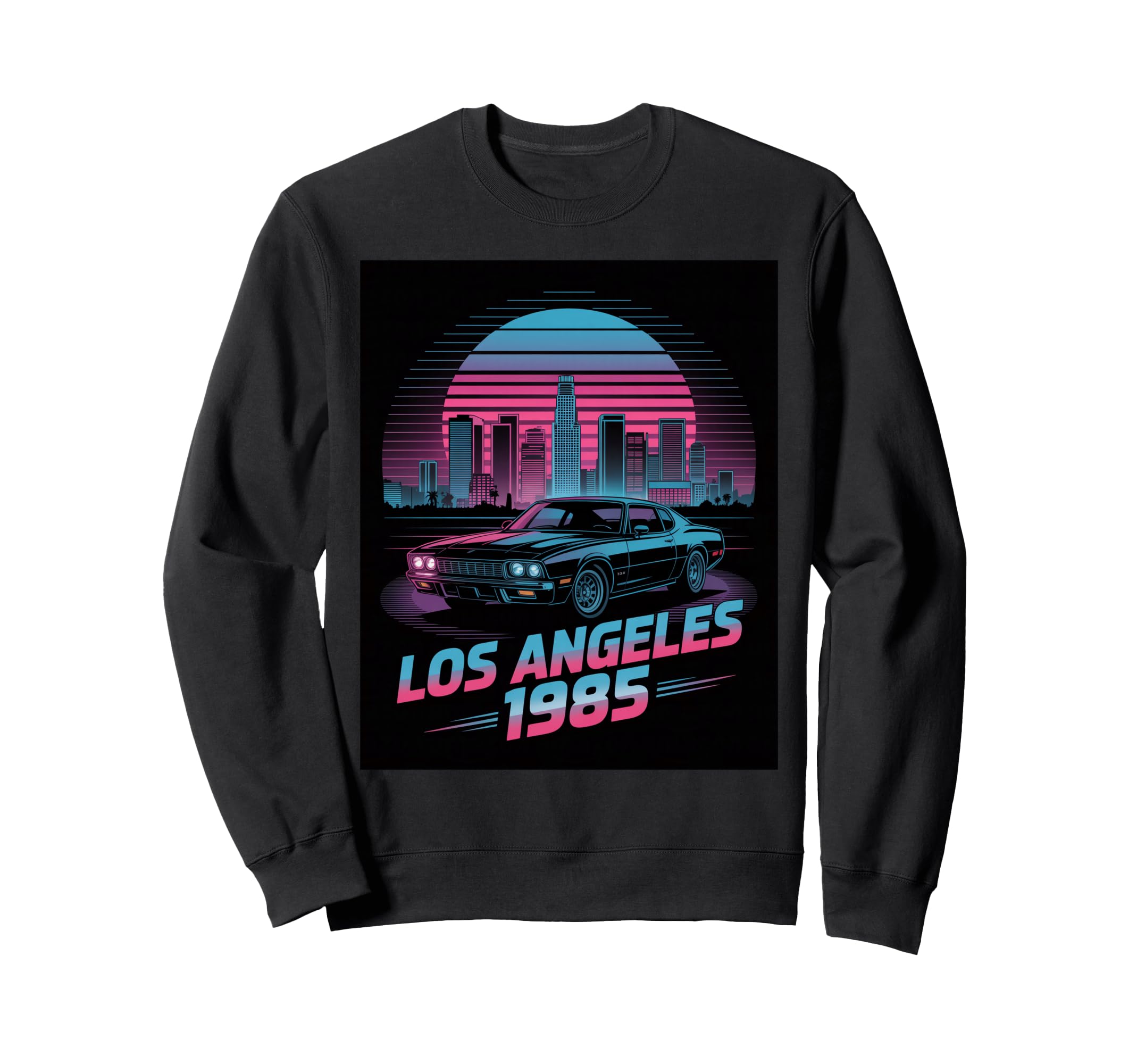 Synthwave Muscle Car Los Angeles Sweatshirt - Novelty Apparel for Adults - T-Shirt, Sweatshirt, Hoodie