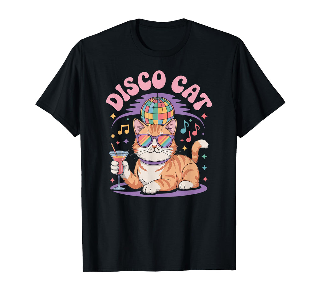 Groovy Cat Sunglasses Disco Ball T-Shirt - Casual Everyday Wear for Adults - T-Shirt, Sweatshirt, Hoodie