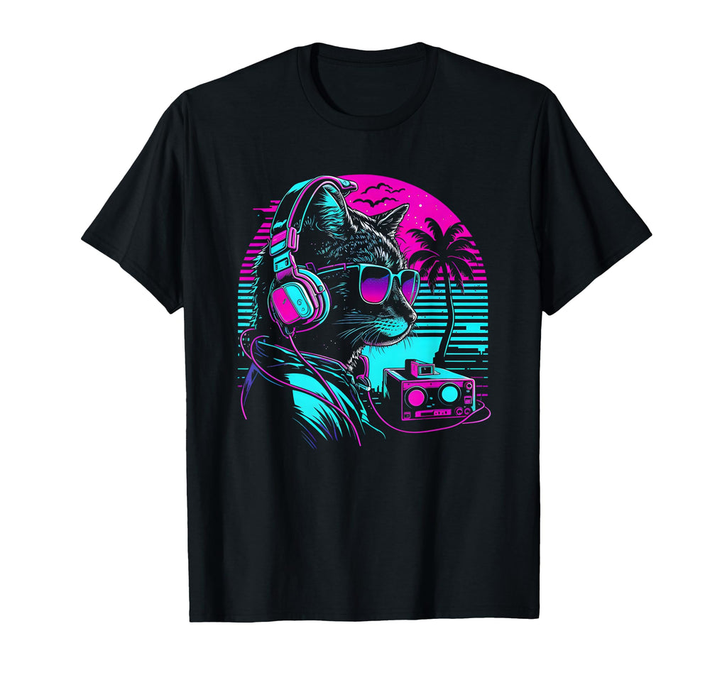House Dj Cat 80S 90S Kitten T-Shirt - Casual Everyday Wear for Adults - T-Shirt, Sweatshirt, Hoodie