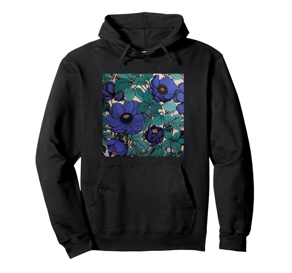 Purple And Green Flowers Hoodie - Trendy Graphic for Adults - T-Shirt, Sweatshirt, Hoodie