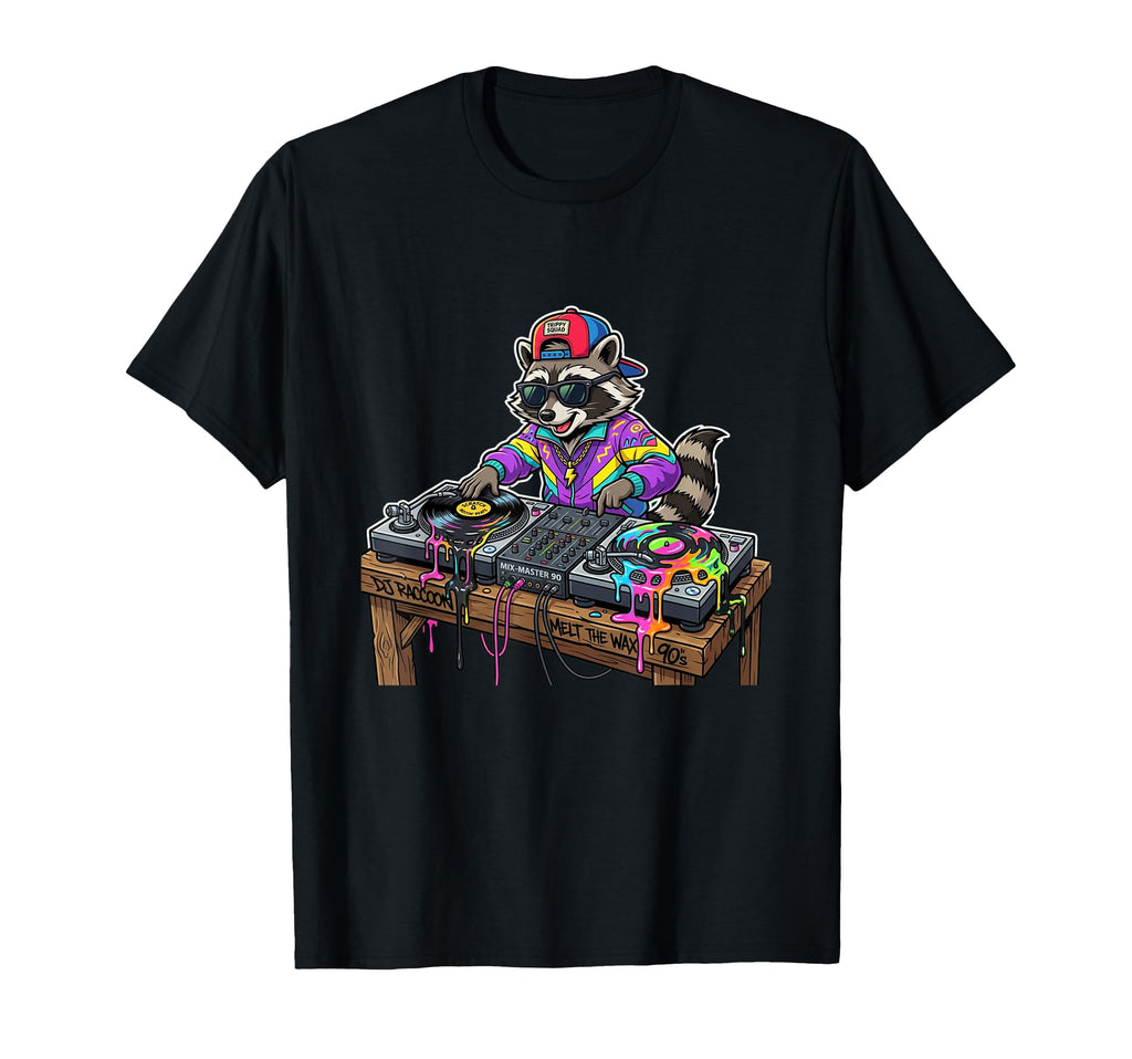 Dj Raccoon Melt Wax 90S Vinyl Record T-Shirt - Graphic Print for Adults - T-Shirt, Sweatshirt, Hoodie