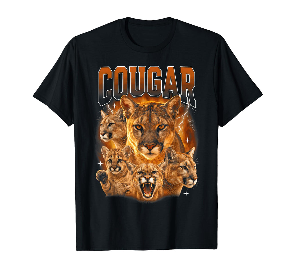 Cougar Mountain Lion 90S Bootleg T-Shirt - Novelty Apparel Unisex - T-Shirt, Sweatshirt, Hoodie