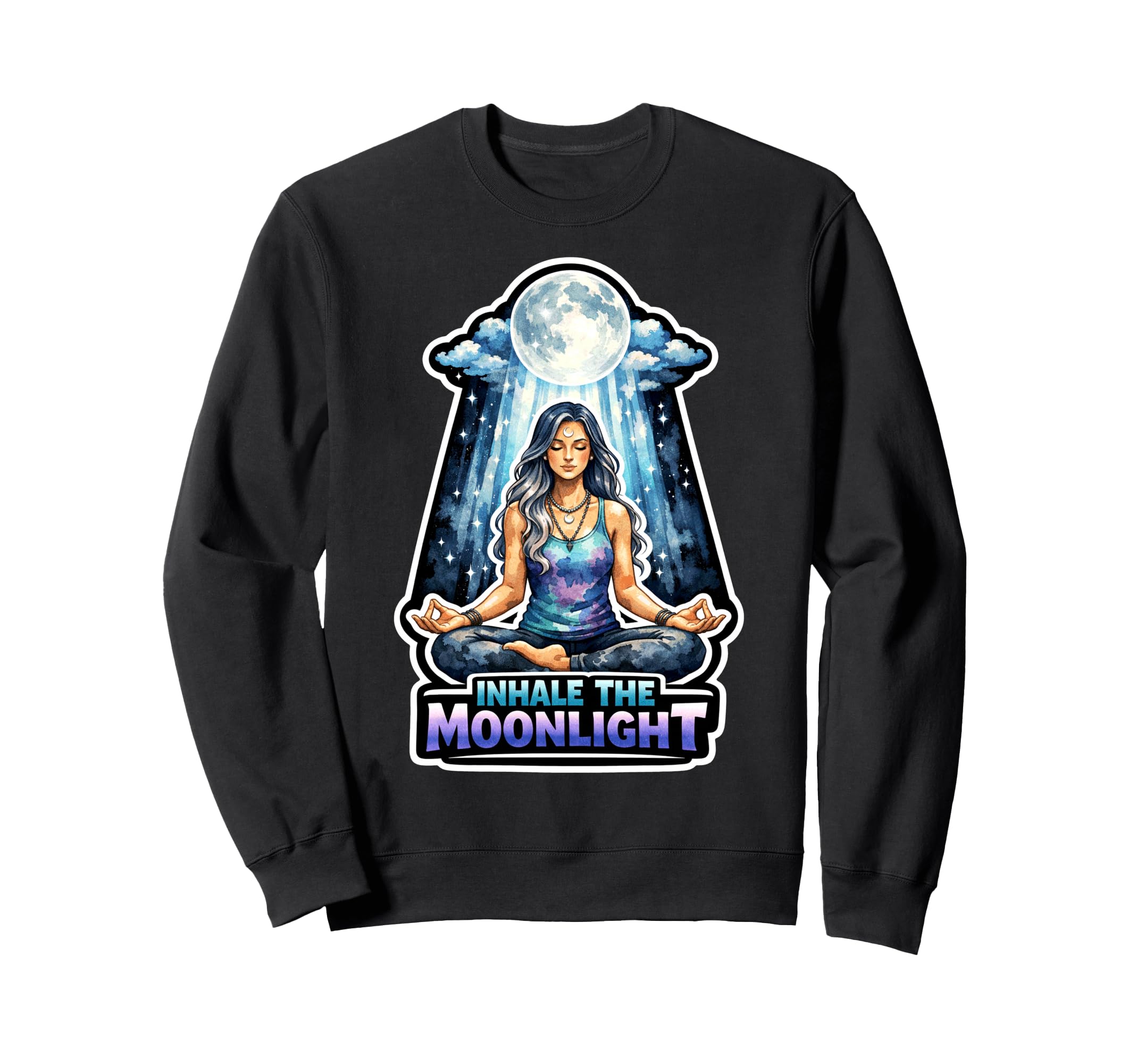 Moon Meditation Lunar Mindfulness Sweatshirt - Custom Art Print Men Women - T-Shirt, Sweatshirt, Hoodie