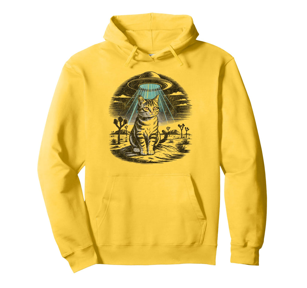 Funny Cat Western Ufo Cowboy Cat Hoodie - Aesthetic Graphic Unisex - T-Shirt, Sweatshirt, Hoodie