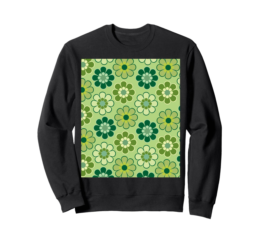 70S Floral Pattern Green Light Sweatshirt - Fun Novelty Design Unisex - T-Shirt, Sweatshirt, Hoodie