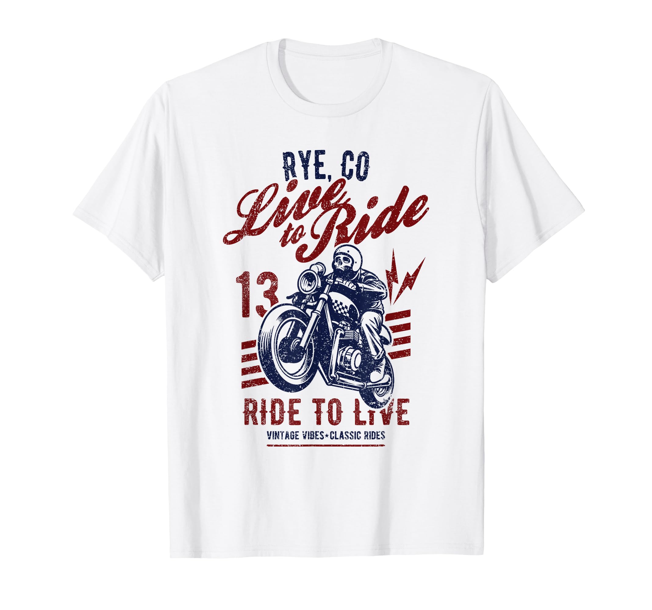 Rye Colorado Usa Motorcycle Skull T-Shirt - Fun Novelty Design for Adults - T-Shirt, Sweatshirt, Hoodie