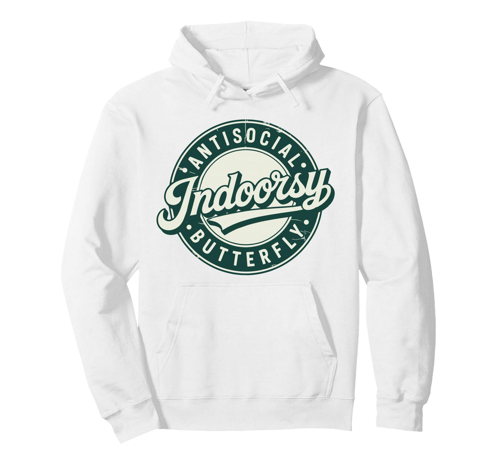 Indoorsy Antisocial Butterfly Hoodie - Minimalist Print Men Women - T-Shirt, Sweatshirt, Hoodie