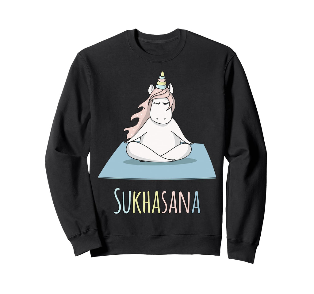 Unicorn Yoga Pose Sukhasana Namaste Sweatshirt - Trendy Graphic Unisex - T-Shirt, Sweatshirt, Hoodie