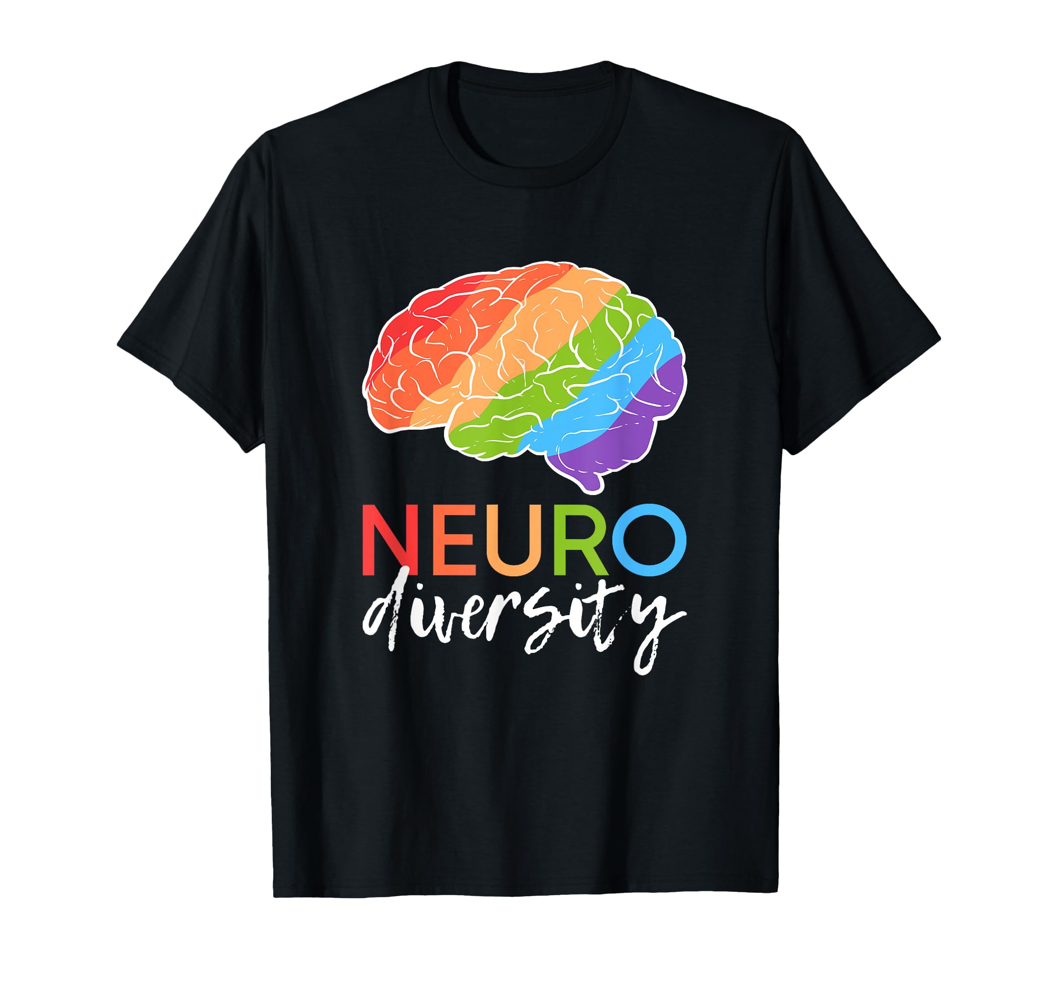 Rainbow Brain Autism Neurodiversity T-Shirt - Graphic Print for Adults - T-Shirt, Sweatshirt, Hoodie