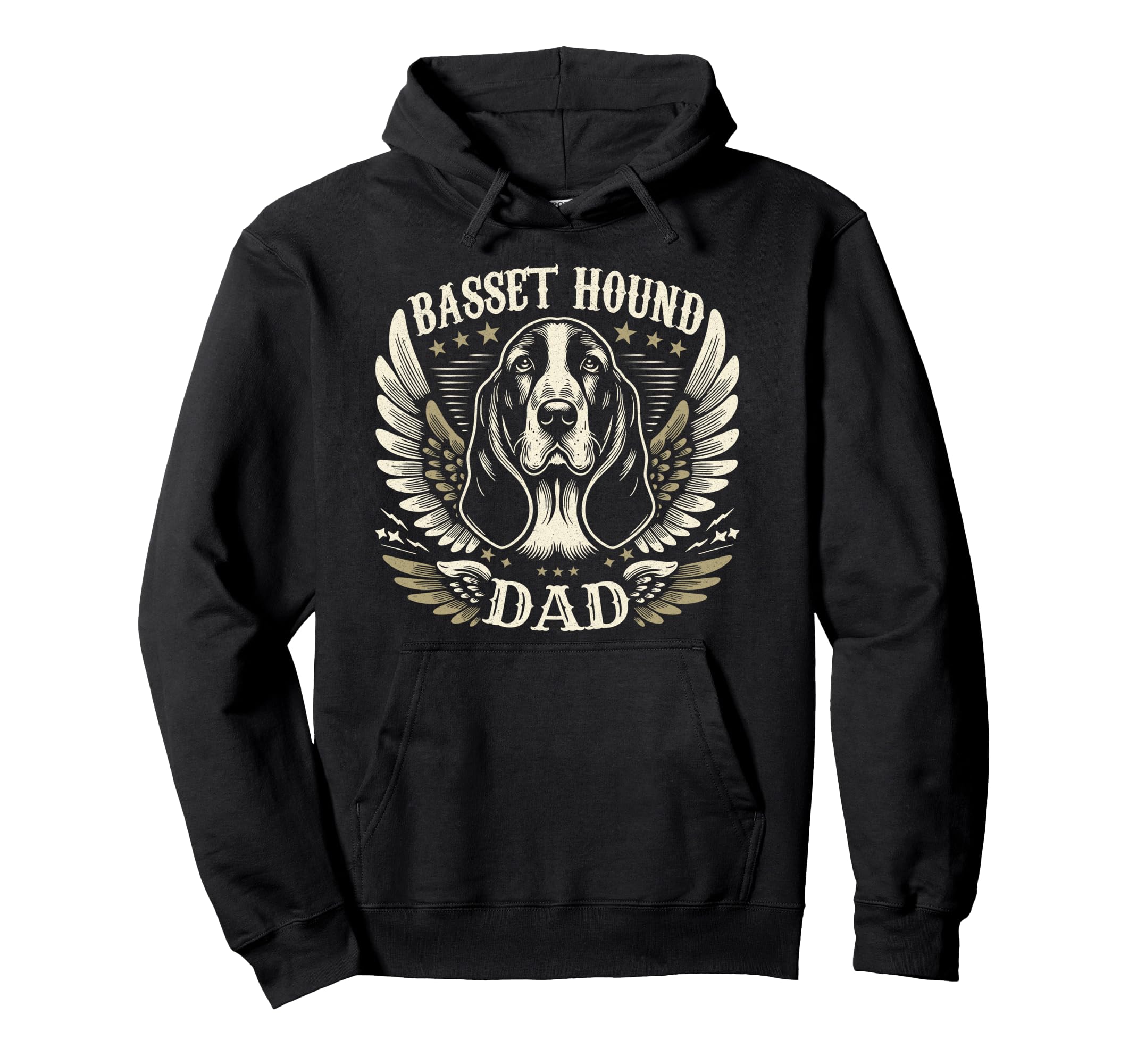 Basset Hound Dad Biker Wings Motorcycle Hoodie - Trendy Graphic Unisex - T-Shirt, Sweatshirt, Hoodie