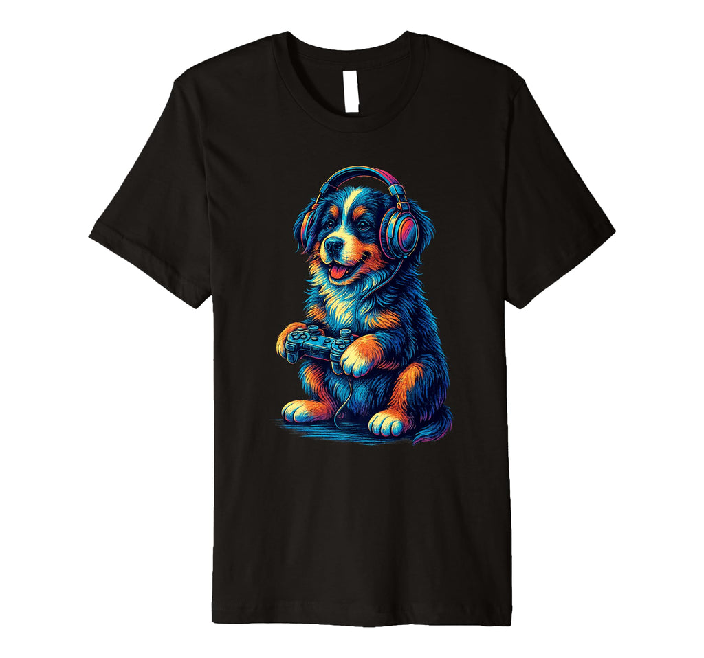 Bernese Mountain Dog Gamer Gaming Dog Lover T-Shirt - Graphic Print Unisex - T-Shirt, Sweatshirt, Hoodie