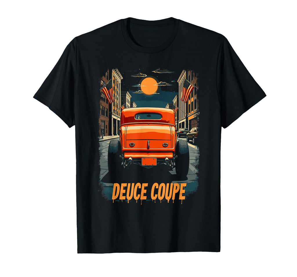 1932 Deuce Coupe Hot Rod City Night T-Shirt - Aesthetic Graphic Unisex - T-Shirt, Sweatshirt, Hoodie