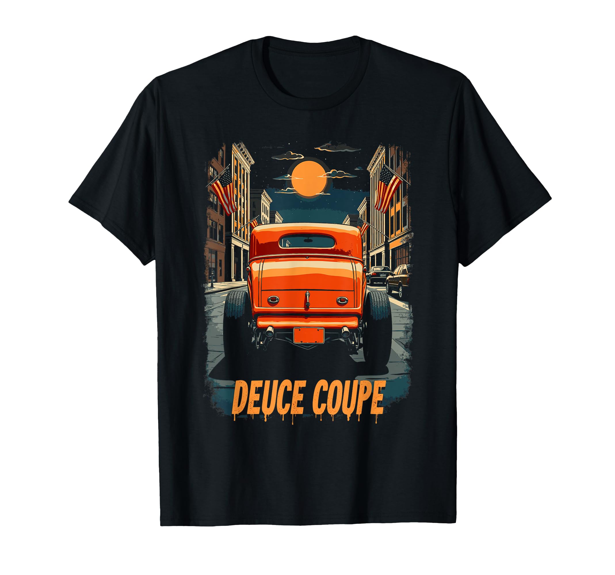 1932 Deuce Coupe Hot Rod City Night T-Shirt - Aesthetic Graphic Unisex - T-Shirt, Sweatshirt, Hoodie