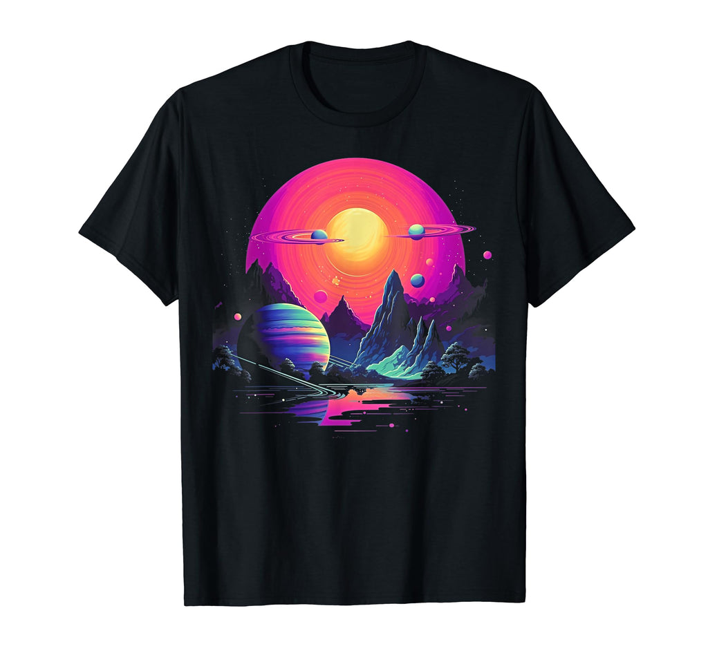 Vaporwave Solar System 80S Synthwave T-Shirt - Custom Art Print Men Women - T-Shirt, Sweatshirt, Hoodie