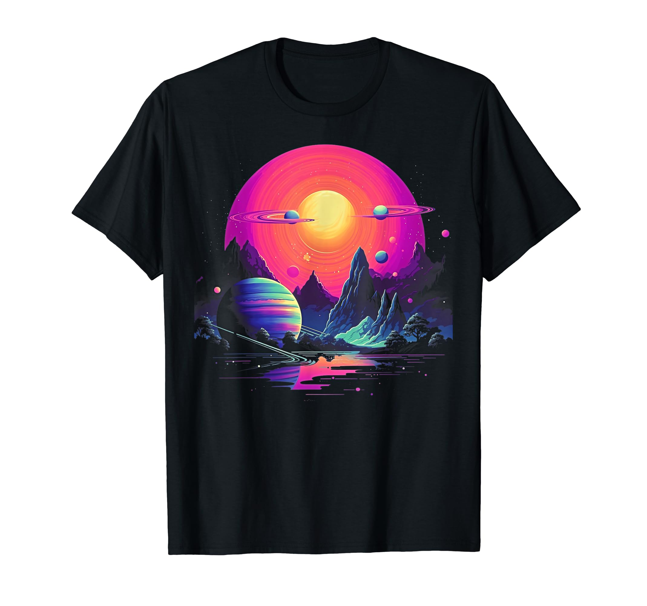 Vaporwave Solar System 80S Synthwave T-Shirt - Custom Art Print Men Women - T-Shirt, Sweatshirt, Hoodie