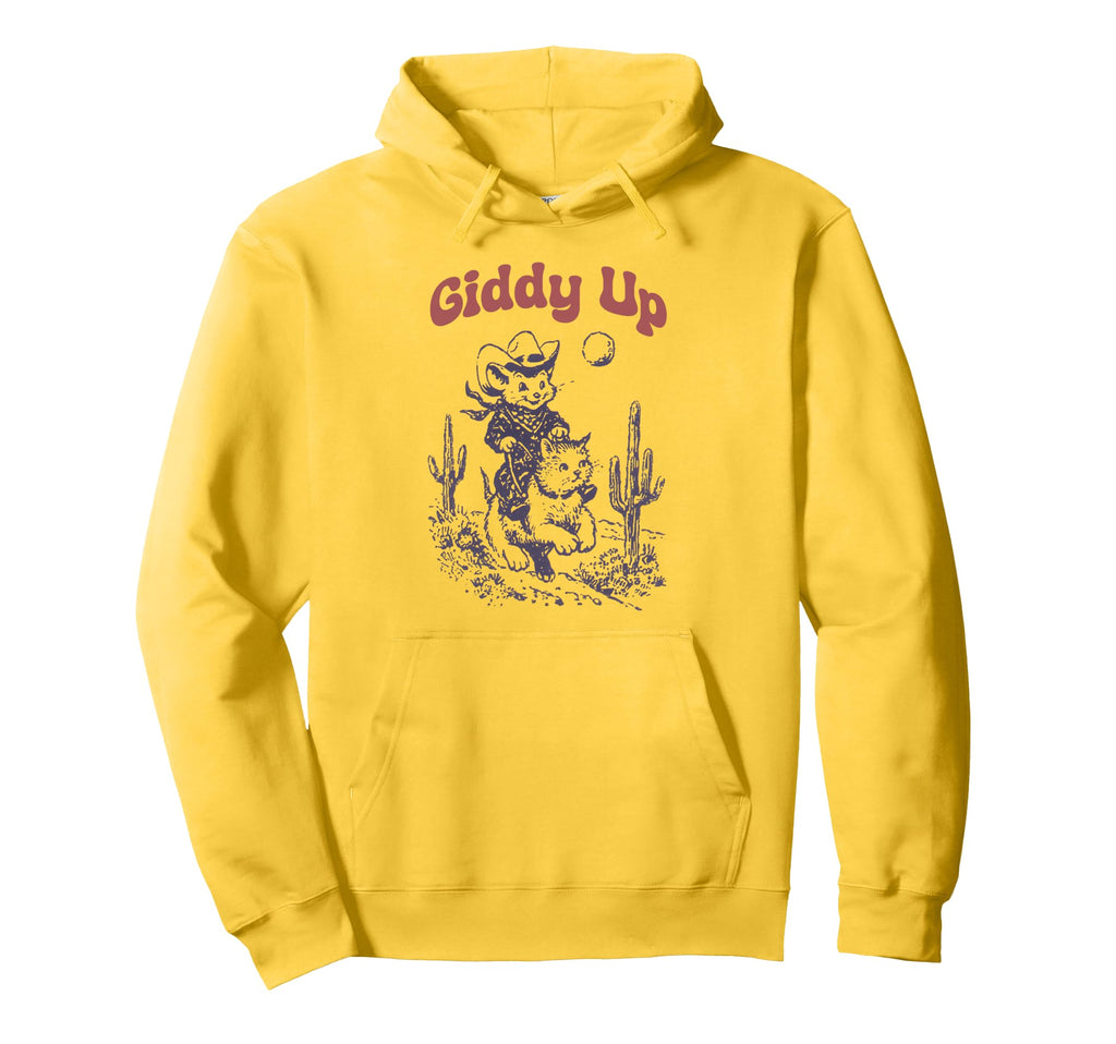 Cowboy Mouse Riding Cat Western Rodeo Hoodie - Aesthetic Graphic Men Women - T-Shirt, Sweatshirt, Hoodie