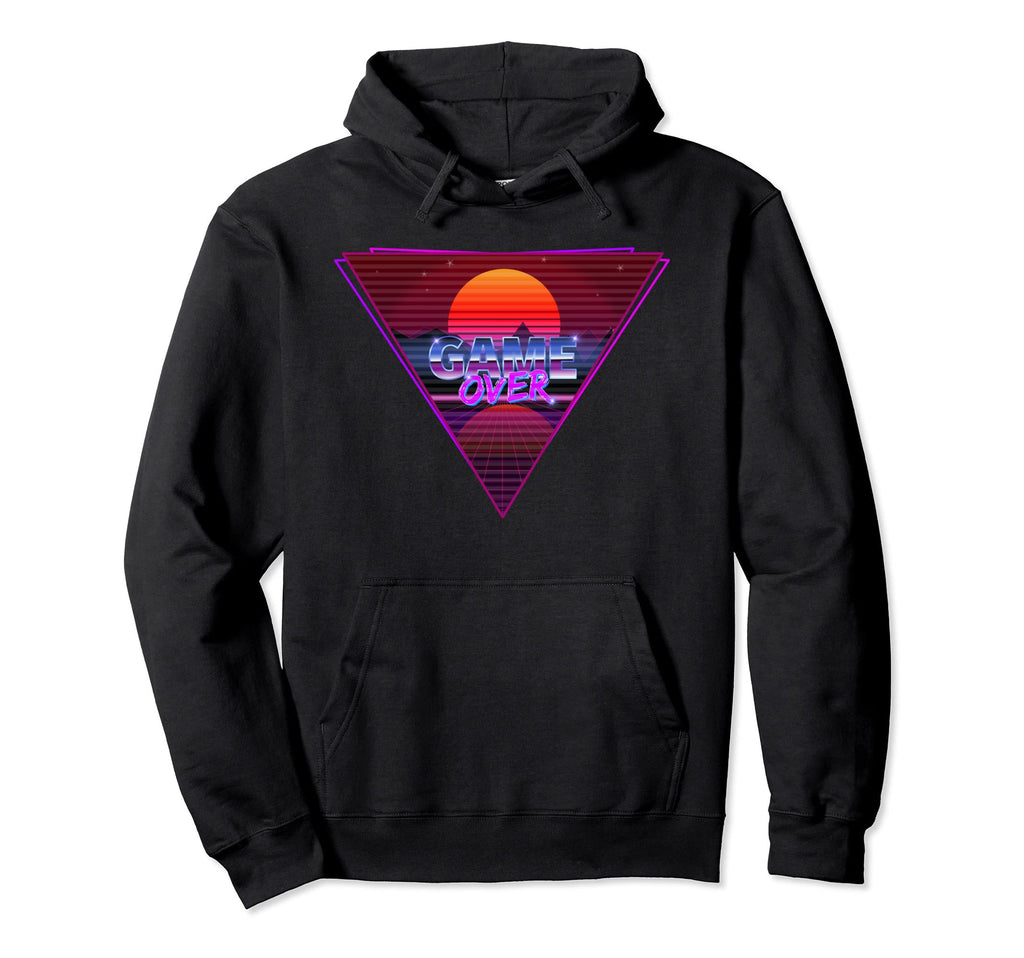 80S 90S Grid Sunset Synthwave Game Hoodie - Custom Art Print Men Women - T-Shirt, Sweatshirt, Hoodie
