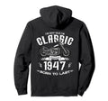 77Th Birthday Motorcycle Motorcyclist Hoodie - Minimalist Print for Adults - T-Shirt, Sweatshirt, Hoodie