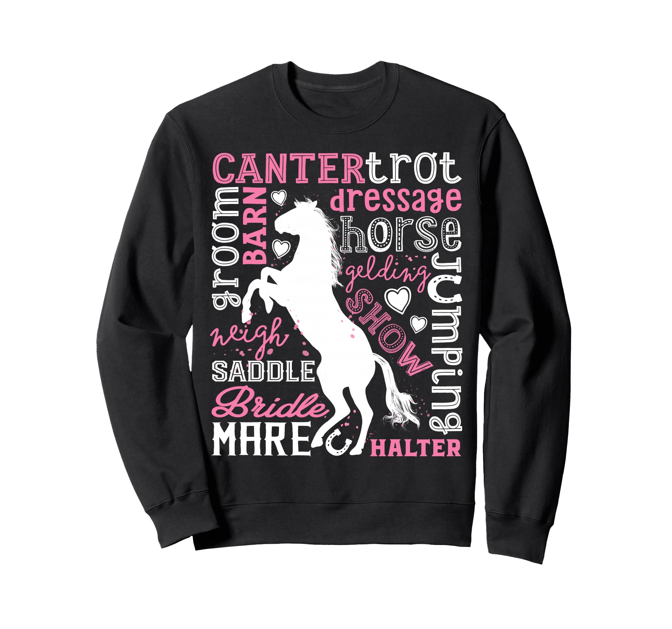Horse Typography Word Art Horseback Sweatshirt - Graphic Print for Adults - T-Shirt, Sweatshirt, Hoodie