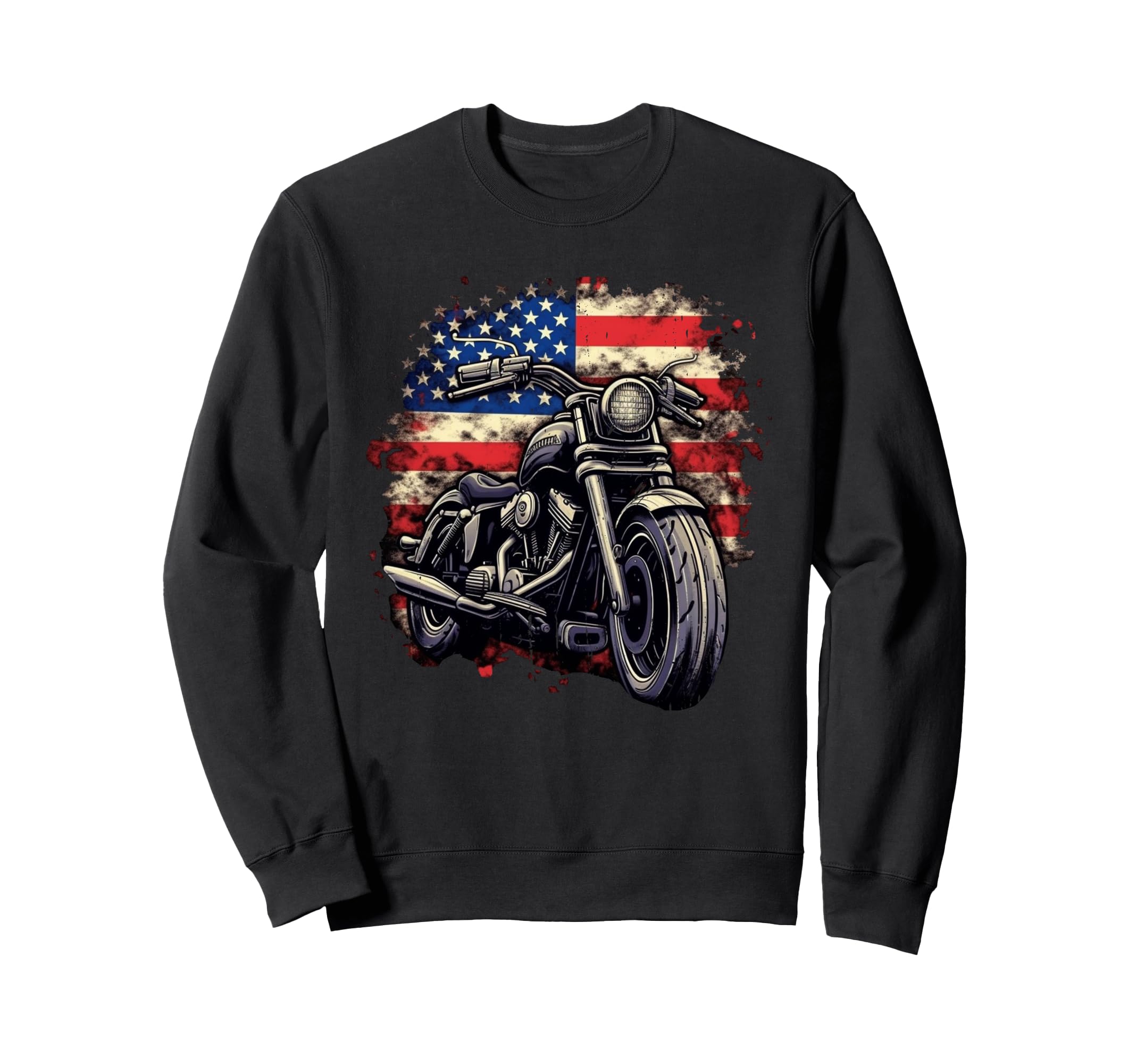 American Flag Motorcycle Sweatshirt - Casual Everyday Wear for Adults - T-Shirt, Sweatshirt, Hoodie